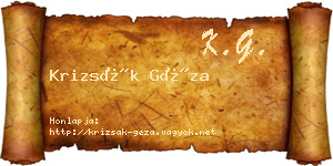 Krizsák Géza névjegykártya