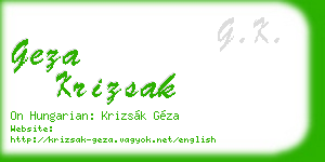 geza krizsak business card