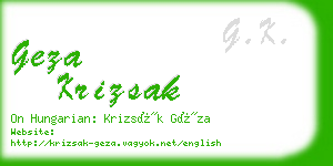 geza krizsak business card